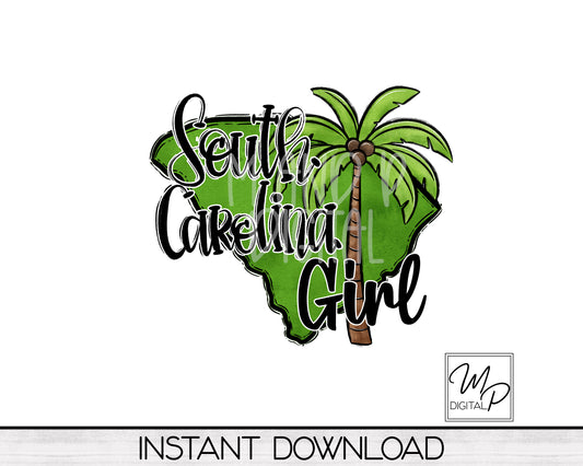 South Carolina Girl PNG Sublimation Design for Shirts and Mugs, Commercial Use