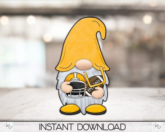 Yellow Football Gnome PNG Sublimation Digital Design Download