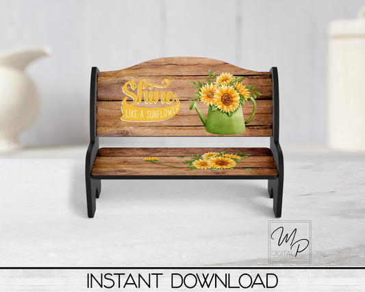 Sunflower Wood Bench PNG Digital Download for Sublimation