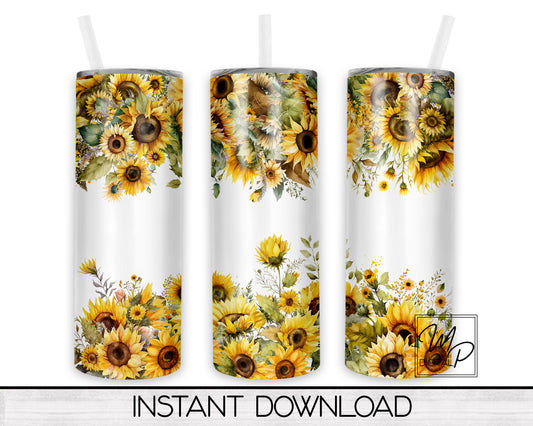 Sunflower 20oz Skinny Tumbler Design - PNG Instant Digital Download - Commercial Use