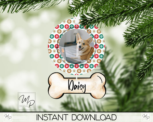 Customizable Dog Memorial Christmas Ornament PNG Digital Download, Sublimation Design, For Personal and Commercial Use