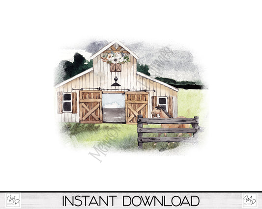 Farmhouse Barn PNG Sublimation Design, Digital Download
