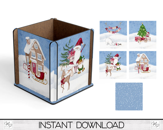 Christmas Box PNG Sublimation Design, Centerpiece MDF Box Design Digital Download