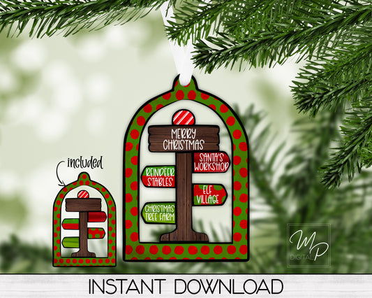 Christmas Directional Sign PNG Design Bundle for Sublimation, Digital Download