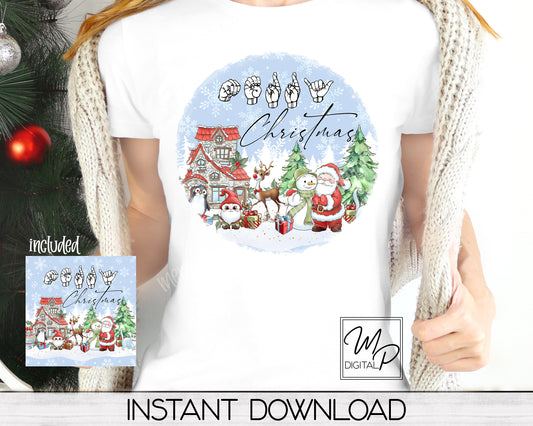 ASL Merry Christmas PNG Digital Download For Sublimation, Commercial Use