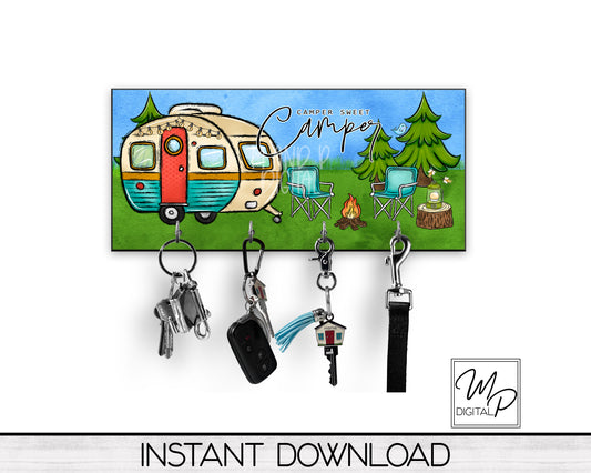 RV Camper Key Hanger PNG Sublimation Design, Digital Download, Camper Sweet Camper