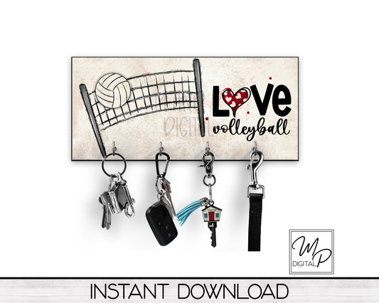 Volleyball Key Hanger PNG Sublimation Design, Digital Download