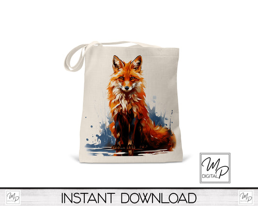 Fox Sublimation Design PNG Digital Download - Tote Mug Tshirt Tea Towel Sublimation - Commercial Use