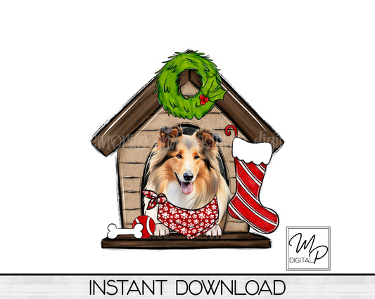 Christmas Collie Sublimation Design PNG Digital Download - Tote Tshirt Sublimation - Commercial Use