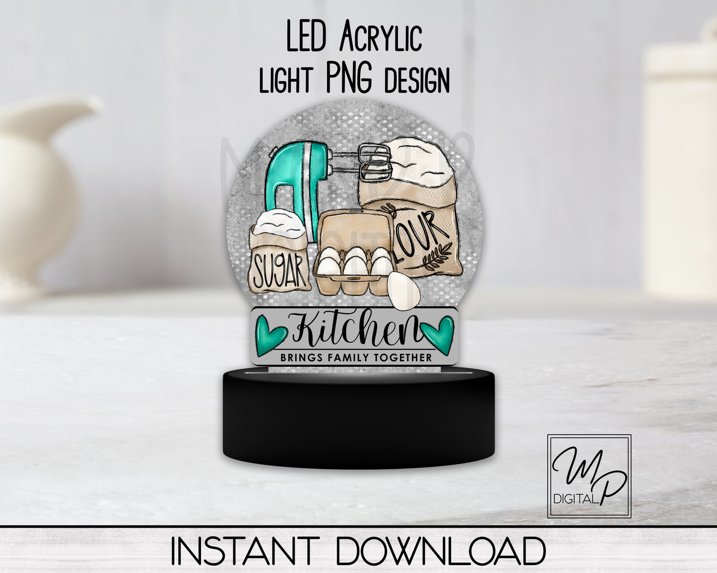 Kitchen Round LED Light Up Sign PNG Sublimation Design, Digital Download (Copy)