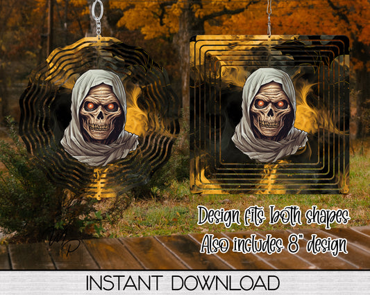 Spooky Halloween Mummy Garden Wind Spinner PNG Design for Sublimation, Digital Download