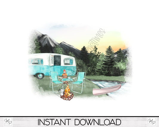 RV Camping PNG Sublimation Design, Digital Download