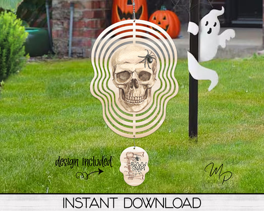 Halloween Skull Wind Spinner PNG Design for Sublimation, Garden Spinner Design, Digital Download, Commercial Use