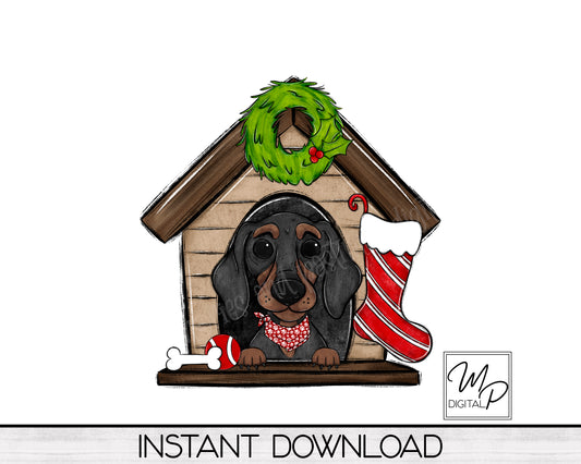 Christmas Dachshund Sublimation Design PNG Digital Download - Tote Tshirt Sublimation - Commercial Use