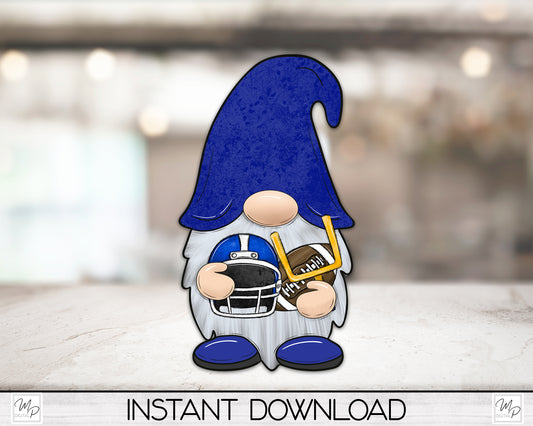 Blue Football Gnome PNG Sublimation Digital Design Download