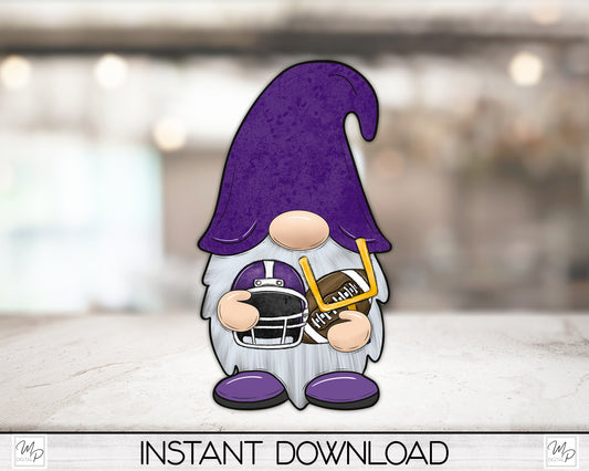 Purple Football Gnome PNG Sublimation Digital Design Download