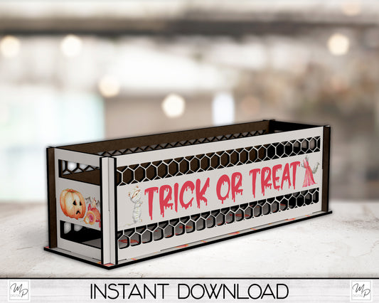 Halloween Trick or Treat Candy Box - PNG Sublimation MDF Centerpiece Box Design - Digital Download - Commercial Use