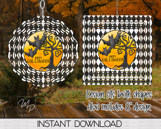 Happy Halloween Garden Wind Spinner PNG Design for Sublimation, Digital Download