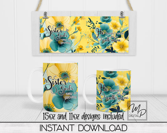 Christian Sister Coffee Mug Sublimation Design PNG Digital Download - 11oz and 15oz