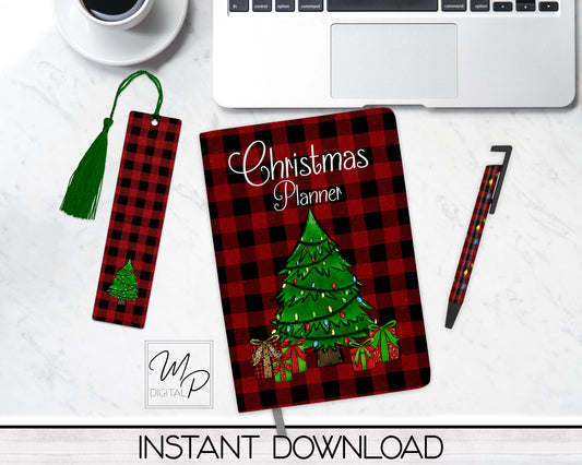 Christmas Planner Journal and Pen Set PNG Sublimation Design, Digital Download