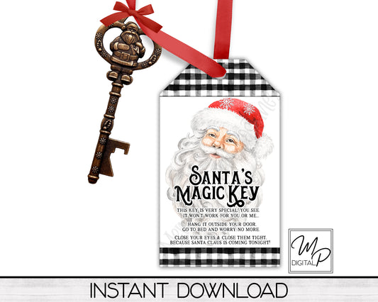 Santa's Magic Key Tag PNG Digital Download for Sublimation