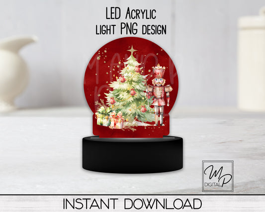 Nutcracker Round LED Light Up Sign, Acrylic Night Light PNG Sublimation Design, Digital Download