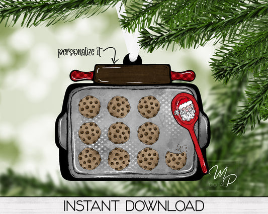 Christmas Cookie Pan with Rolling Pin PNG Design for Sublimation of Ornament, Digital Download