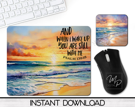 Christian Beach Mousepad and Coaster PNG for Sublimation, Digital Download