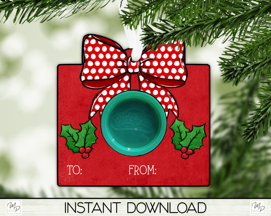 Christmas Gift Play Doh Gift Ornament PNG Design, Stocking Stuffer Sublimation Design Download