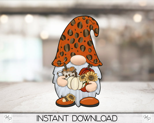 Fall Gnome PNG Sublimation Digital Design Download