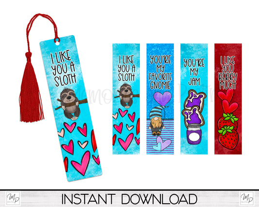 Valentine's Day Bookmark PNG Design Bundle for Sublimation, Digital Download