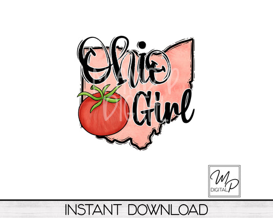 Ohio Girl PNG Sublimation Design for Shirts and Mugs, Commercial Use