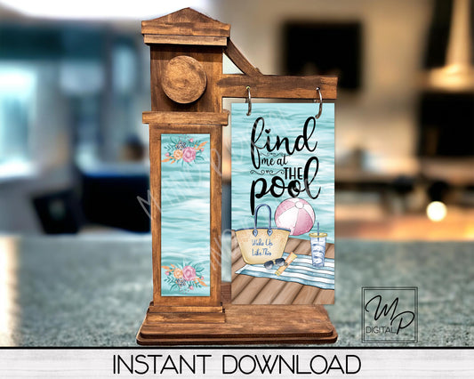 Swimming Pool PNG Sublimation Design for Interchangeable Standing Sign Post, Digital Download