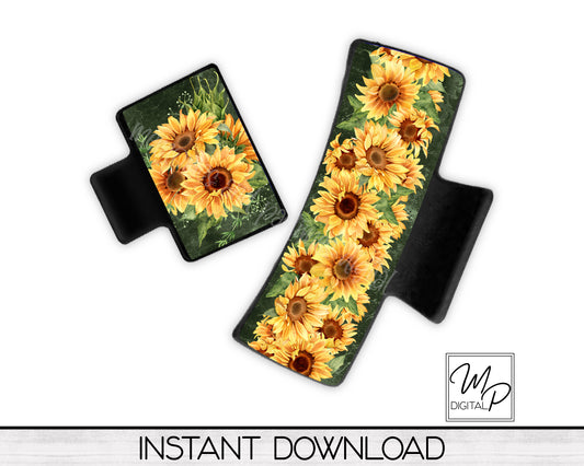 Sunflower Hair Clip PNG Sublimation Design, Digital Download