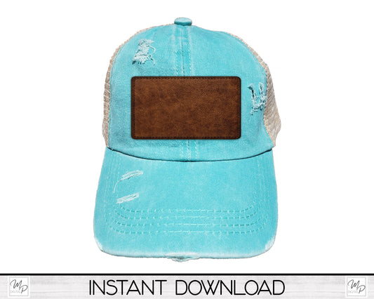Blank Faux Leather Hat Patch PNG Design for Sublimation, Digital Download