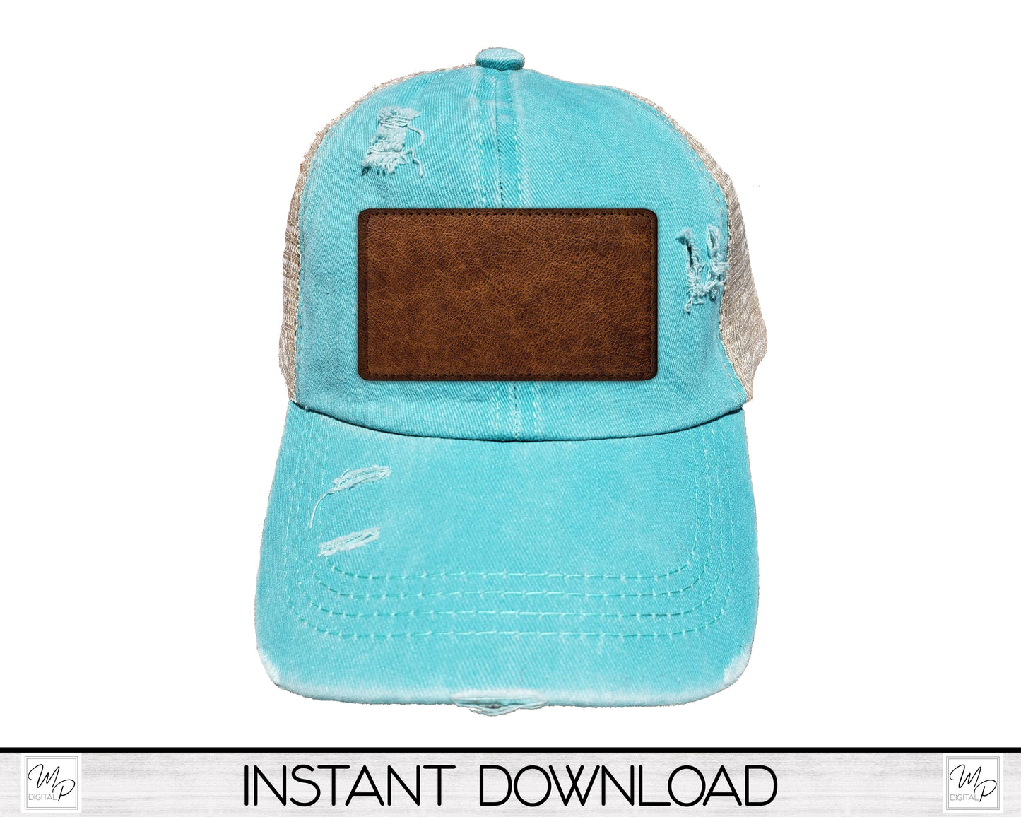 Blank Faux Leather Hat Patch PNG Design for Sublimation, Digital Download