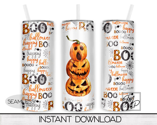 Halloween Jack 'o Lantern 20oz Skinny Tumbler PNG Sublimation Design, Digital Download