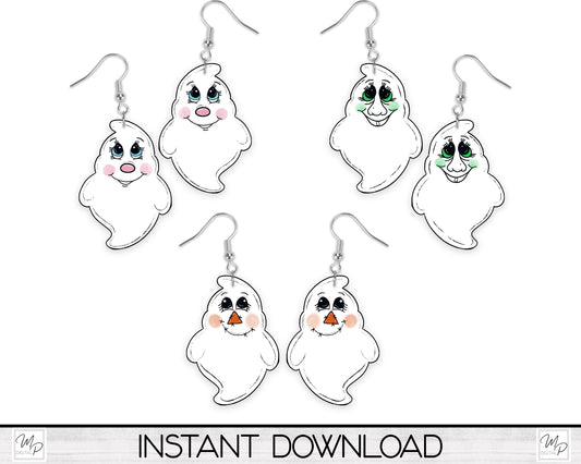 Halloween Chubby Ghost PNG Sublimation Design BUNDLE, Instant Digital Download, Personal and Commercial Use