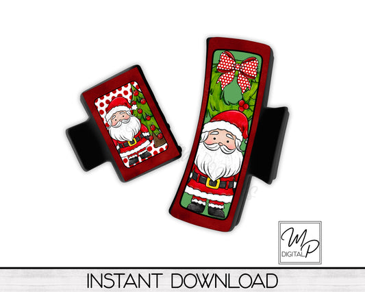 Christmas Santa Polka Dot Hair Clip Sublimation Design, Digital Download