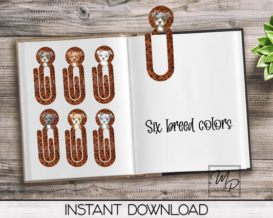 Six Breed Colors, American Pit Bull Bookmark Clip, PNG Sublimation Digital Design Download