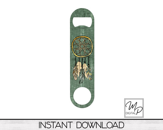 Boho Dreamcatcher Oval Bottle Opener PNG Sublimation Design, Bar Key Digital Download