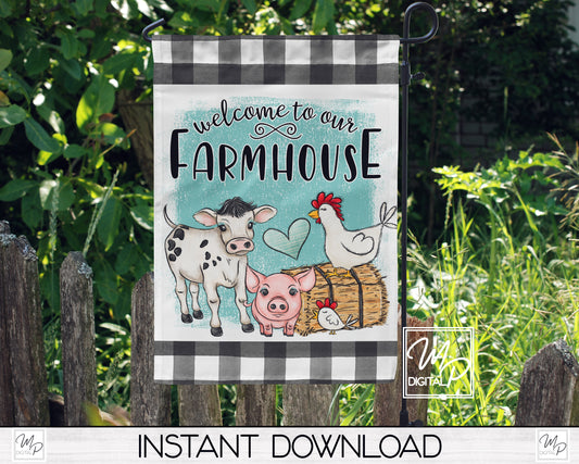 12x18 Garden Flag Sublimation Design, Welcome To Our Farmhouse, Patio Flag Digital Download