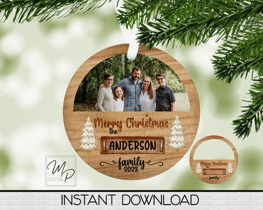 Customizable Family Christmas Round Ornament PNG Digital Download for Sublimation