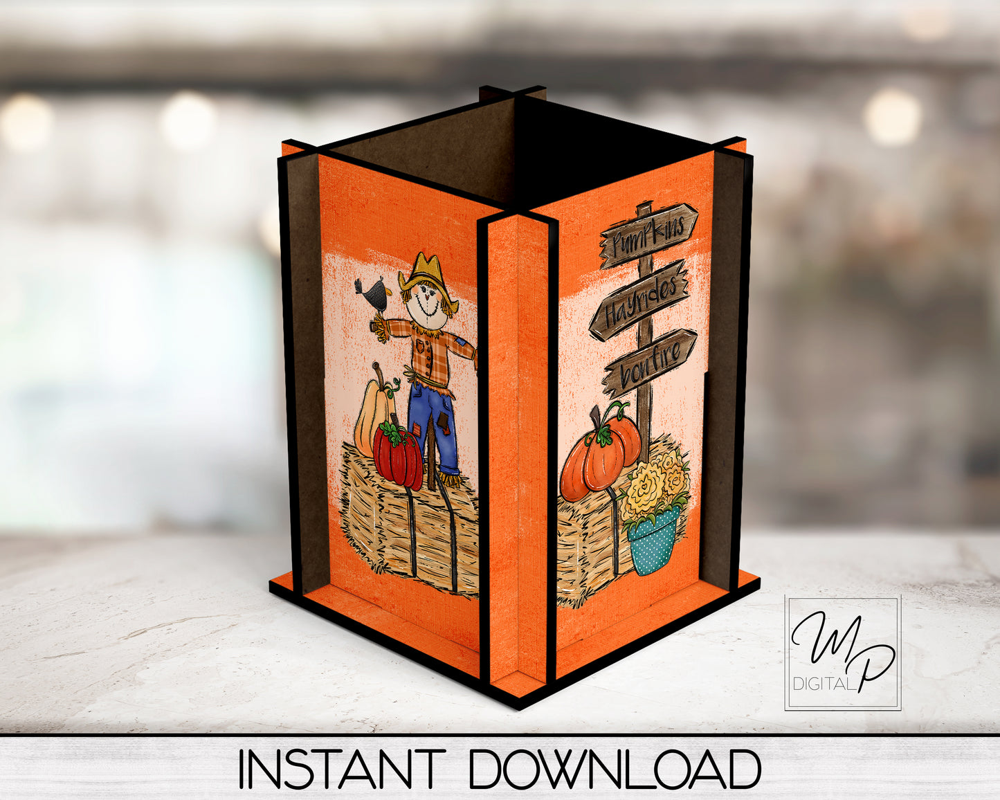 Fall Pencil / Utensil Box PNG Sublimation Design, MDF Box Design Digital Download