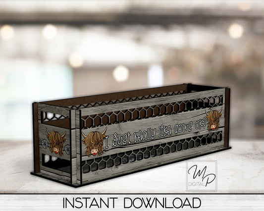 Highland Cow Farmhouse Box - PNG Sublimation MDF Centerpiece Box Design - Digital Download - Commercial Use