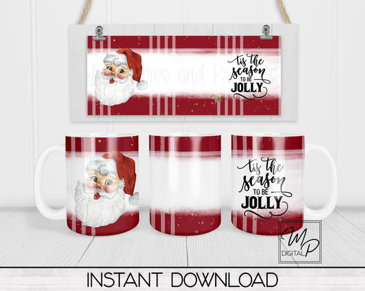 Christmas Santa Coffee Mug Sublimation Design PNG Digital Download - 11oz and 15oz - Commercial Use
