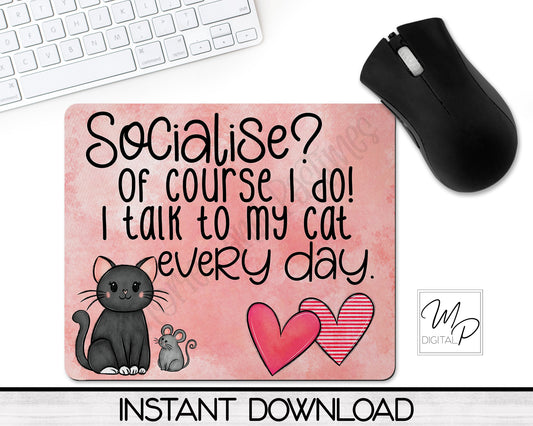 Funny Cat PNG for Sublimation of Mouse Pads, Signs, Digital Download