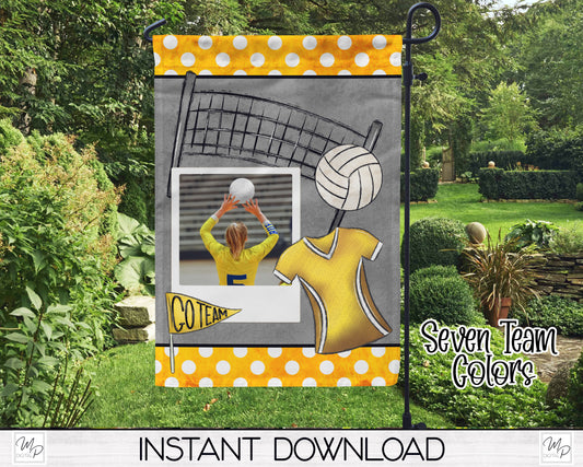Volleyball Photo Garden Flag Design for Sublimation, Seven Color Bundle, Digital Download