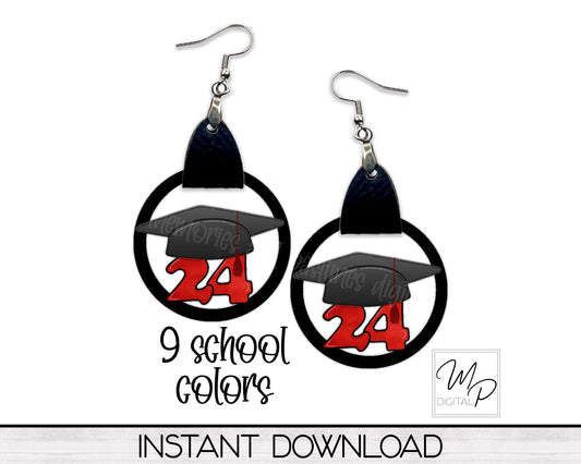 2024 Graduate PNG Design for Sublimation of Earrings with Leather, Digital Download