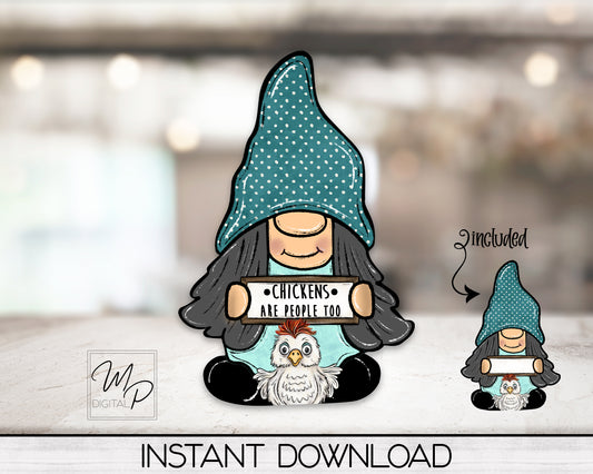 Chicken Girl Gnome PNG Sublimation Digital Design Download